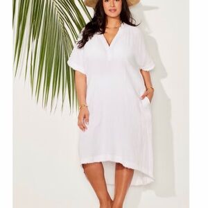 NWT Gauze High Low Hem Swimsuit Coverup Beach Dress
Plus Size 14 16 1X white
